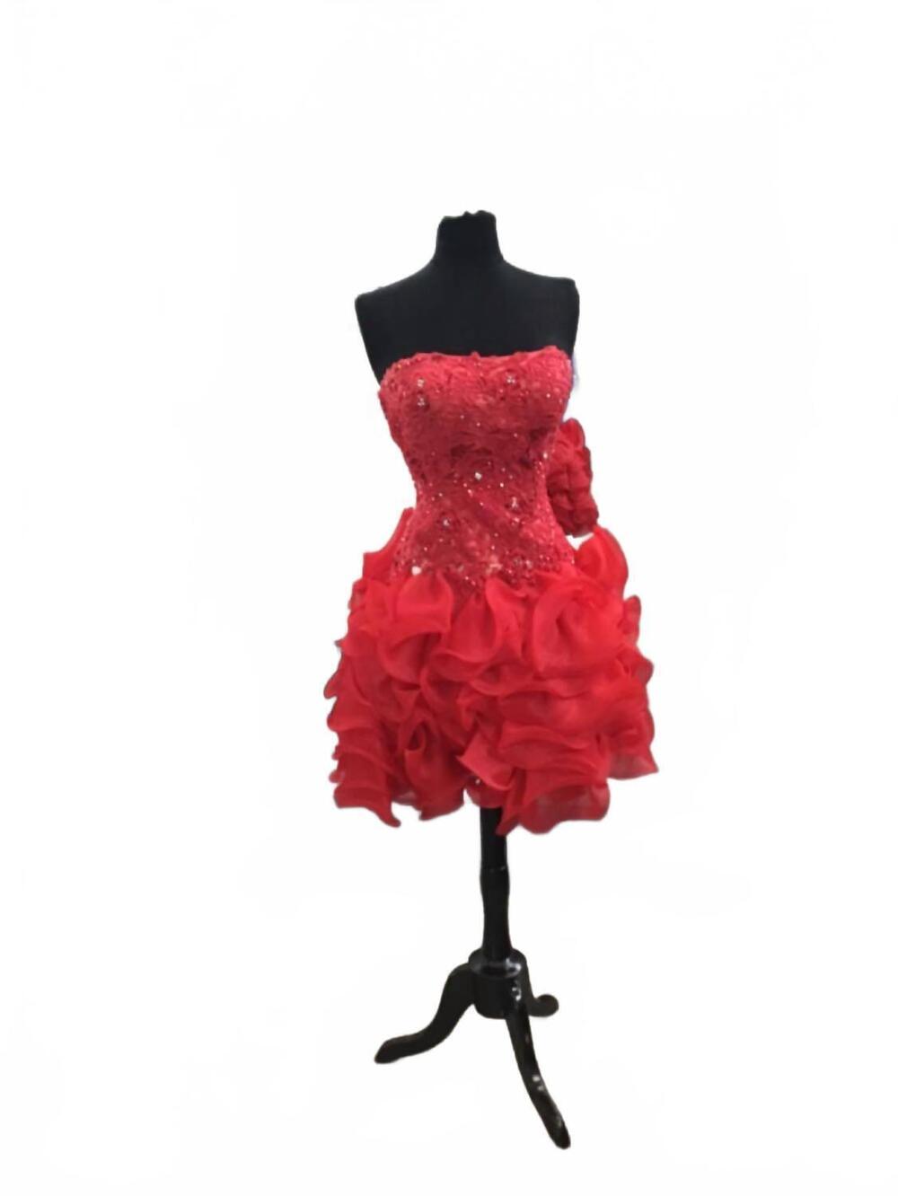 NEW HOUSE OF WU women's strapless dress in red/nude